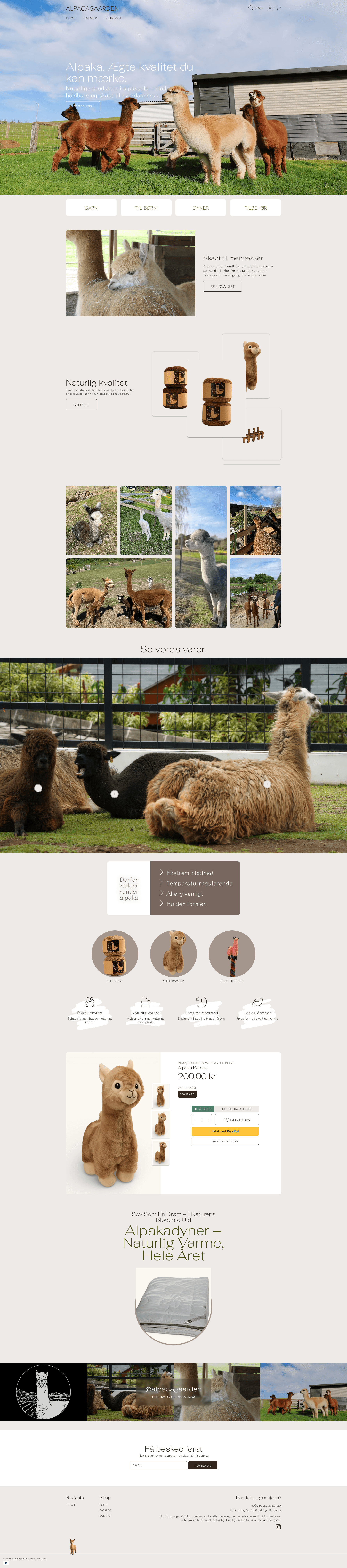 Alpaccagården — Fuld Shopify-shop, packshots & coaching