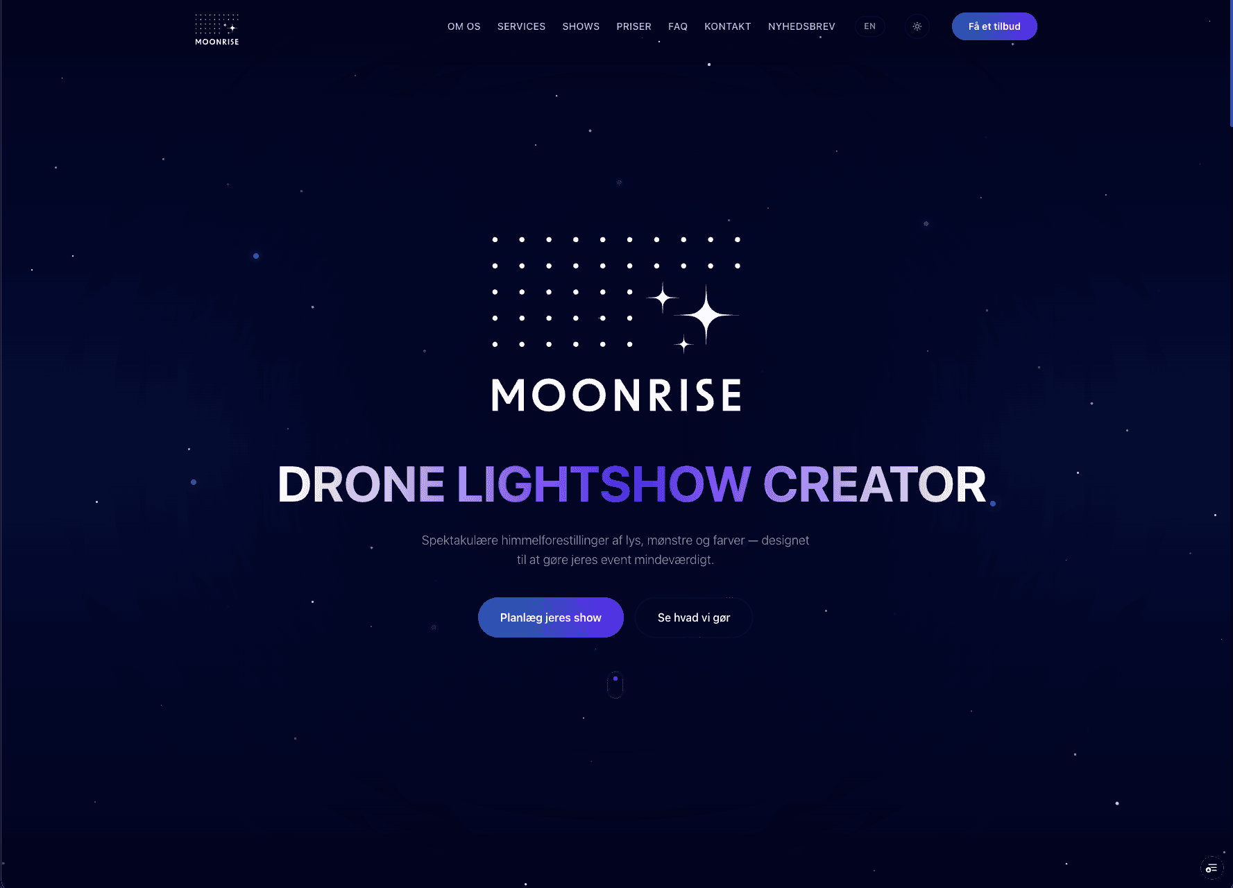 Moonrise — Hjemmeside med fuldt admin dashboard & integrationer
